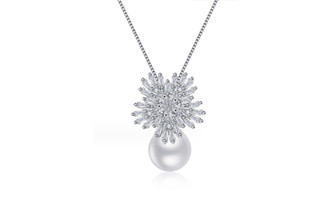 2310 NEW Christmas Snowflake Pearl Pendant Necklace Christmas Decoration 8237 la