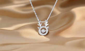 2310 NEW Deer Horn Zircon Pendant Titanium Steel Necklace 8241 la