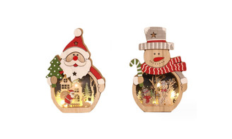 2310 NEW LED illuminated Santa Claus snowman wooden decorations for Christmas decoration 8270
