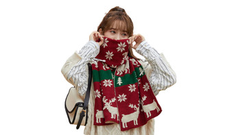 2311 NEW Christmas Deer Knitted Scarf Women's Thickened Warm Neck Long Style 8273la