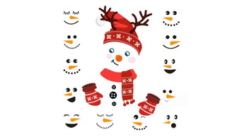2311 NEW 2pc Christmas snowman smiley face stickers, wall stickers, refrigerator stickers set 8280la