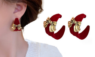 2311 NEW Retro Velvet Bow C-shaped Earrings Autumn/Winter Earrings for Women 8334LA