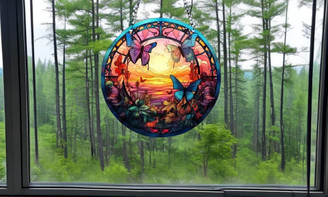 2402 NEW Three Butterflies Acrylic Tag Double sided Hanger Home Decoration 8361LA