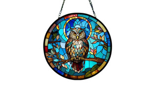 2403 Colorful owl printed acrylic decorative pendant 8384LA