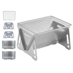 NEW 2603 Ultra-Light Foldable Camping Wood Stove – Stainless Steel Portable BBQ & Cooking Stove 8402