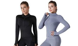 2403 Outdoor exercise quick drying tight fitting women's yoga stand up collar slim fit and slimming naked yoga top tight fitness suit jacket 8415LA
