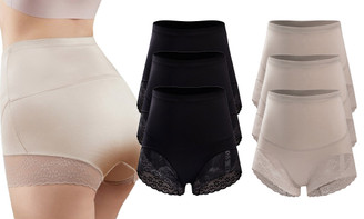 2404 6PC Women's Traceless Lace High Waist Tight Underwear Thin Breathable Traceless Waist Tie 8451LA