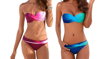 2405NEW-Gradient twisting tube top bikini 6951