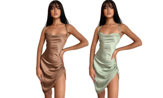 2405 NEW Spring&summer sexy suspender strapless open cut pleated backless hollow lace up dress 8468LA