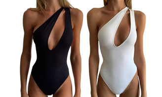 2405 NEW Summer women's fashionable and sexy slanted shoulder hollowed out slim fitting solid color jumpsuit for women  8474LA