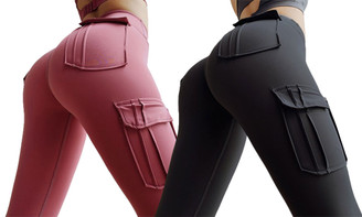 2406NEW-Multi-pocket pants workwear stitching yoga pants6998