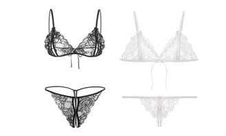 2406 NEW 2 sets of lace sexy open cut thongs, bras, and fun lingerie sets 8498LA