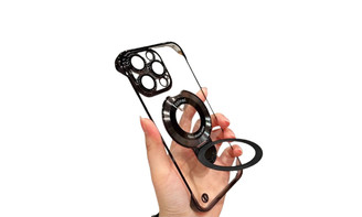2406 NEW Suitable for iPhone 15 borderless magnetic phone case with built-in holder and lens film 8610LA