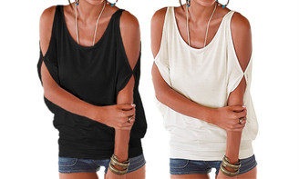 2406NEW-Off-shoulder bat loose short-sleeved T-shirt8707