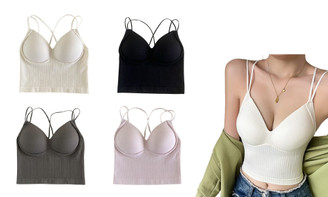 2406 NEW 3D Gathering Chest Cushion Cup Cross Suspension Strap Sports Bra Wrapping Chest LA8652