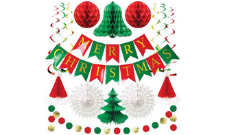 2407NEW-Christmas honeycomb ball set letter flag spiral garland 8717