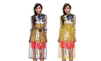 2407 Transparent waistband, fashionable raincoat, one piece, cute outdoor personality, adult windbreaker, rain cape NEW 8814LA