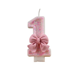 2407 NEW Creative Digital Candle Girl Pink Bow Birthday Candle 8823LA