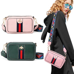 2407 NEW Mini camera bag, small bag, bee pattern, wide shoulder strap, crossbody bag, versatile shoulder bag 8825