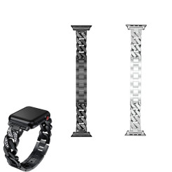 2408 New Suitable for Apple metal diamond studded denim strap LA8930
