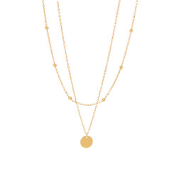 2408NEW-Stainless Steel Bead Chain Disc Pendant Necklace 8732