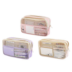 2409NEW-Three-Layer Large Capacity Transparent Pencil Case 8746
