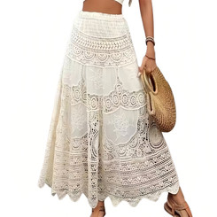 NEW  2506  Women's Semi Transparent Lace Skirt High Waist Smooth Design Lace Edge  9657
