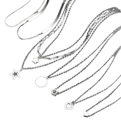 Celestial Layers – Titanium Steel & Zircon Necklace Set
