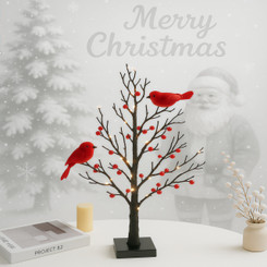 NEW 2509 CWinter Glow Red Bird Christmas Tree Light 9803