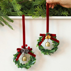 NEW 2510 PVC Christmas Wreath Home Decoration Pendant Bell & Pinecone 9816