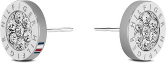 Tommy Hilfiger Jewelry Women's Stainless Steel Stud Earrings Embellished with Crystals