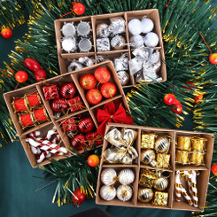 NEW 2510  24pc Christmas Decorative Ornament Gift Box Set 9926