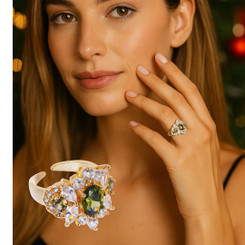 Olive Bloom Zirconia Ring