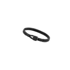 The men's "Honor" bracelet features blue or black leather titanium beads