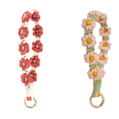 NEW 2511 Wrist Strap Daisy Keychain Hand Woven Keychain 9591