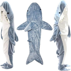 NEW  2512  ‌Shark Sleeping Bag – Soft Flannel Wearable Blanket for Kids & Adults P902