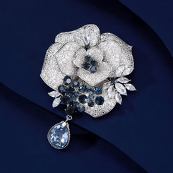 Luminous Crystal Rose Brooch