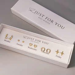 NEW 2512  Monday To Friday Stud Earrings Set – 5 Pair Earrings J011