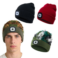 NEW 2603  USB Rechargeable LED Beanie Hat with Headlight  Y019