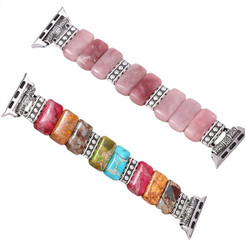 New 2603 Emperor Stone Beaded Apple Watch Strap, Stylish Bracelet Band Compatible with Apple Watch J061