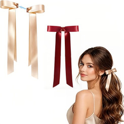 NEW 2603 Satin Hair Bow Clip Magnetic Long Ribbon Hair Accessory  Y057