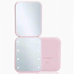 NEW 2604 LED Lighted Makeup Mirror - 3X Magnification Compact Folding Travel Mirror with 8 LED Lights J097