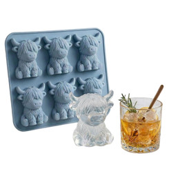 NEW 2604  Highland Cow Ice Mold – Cute 3D Silicone Ice Cube Tray for Whiskey & Cocktails Y087