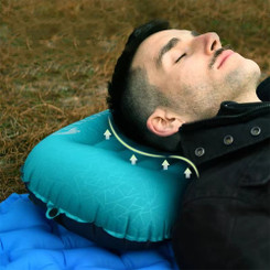 NEW 2604 Ultralight Inflatable Camping Pillow Compact Travel Pillow for Backpacking Hiking Neck Support with Air Pump Tank B124