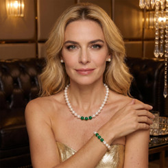 NEW 2605  Lumea Natural Freshwater Pearl Jewellery Set 7-8mm Pearl Necklace Bracelet and Earrings  Y117