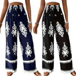 NEW 2605 Summer Women's High Waisted Printed Wide Leg Trousers Casual Loose Palazzo Pants B153