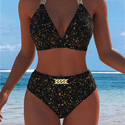 NEW 2605 Women’s High Waist Bikini Set Halter Chain Swimsuit Sexy Push Up Two Piece Swimwear J158
