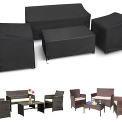 NEW 2605 Latto Home 210D Oxford Outdoor Furniture Cover Waterproof Garden Table & Chair Set Cover UV Resistant Set of 4 B166