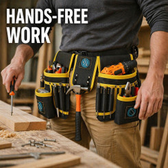 NEW 2606 Latto Home Magnetic Tool Belt Pouch – Adjustable Multi-Pocket Waist Tool Bag for Electricians, Car Repair, DIY & Construction Work B189