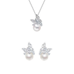 NEW 2607   Butterfly Pearl Necklace and Earring Set Jewelry for Women Y169
